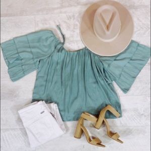 Sage Cold Shoulder Blouse...... So cute !!